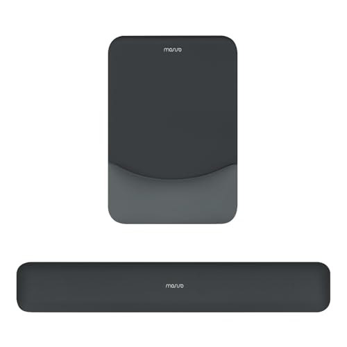 MOSISO Handgelenkstütze für Mauspad&Tastatur Set, Rechteckig Ergonomisch Mauspad Rutschfest Basis Home/Büro Schmerzlinderung&Typing Kissen mit Neopren Cloth&Erhöht Gebogen Memory Schaum,Schiefergrau von MOSISO