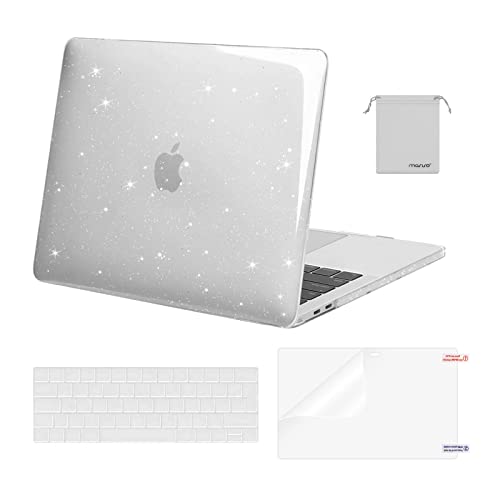 MOSISO Hülle Case Kompatibel mit MacBook Pro 13 Zoll 2023 2022-2016 M2 M1 A2338 A2289 A2251 A2159 A1989 A1706 A1708,Plastik Glitzer Hartschale&Tastaturschutz&Displayschutz&Lager Tasche,Transparent von MOSISO