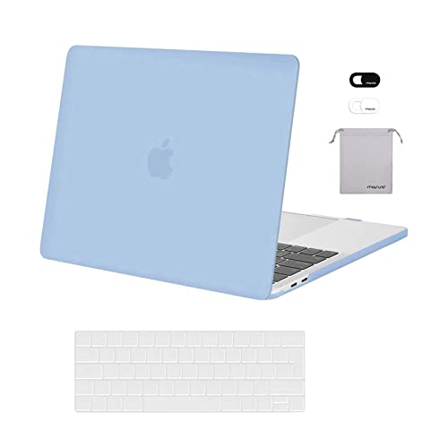 MOSISO Hülle Case Kompatibel mit MacBook Pro 13 Zoll 2024-2016 A2338 M2 M1 A2289 A2251 A2159 A1989 A1706 A1708,Plastik Hartschale&Tastaturschutz&Webcam Cover&Lager Tasche,Luftiges Blau von MOSISO