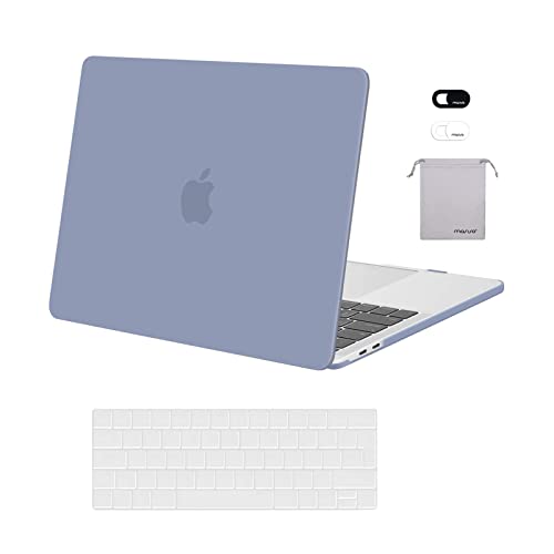 MOSISO Hülle Case Kompatibel mit MacBook Pro 13 Zoll 2024-2016 A2338 M2 M1 A2289 A2251 A2159 A1989 A1706 A1708,Plastik Hartschale&Tastaturschutz&Webcam Cover&Lager Tasche,Lavendel Grau von MOSISO