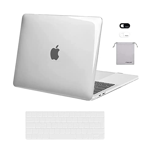 MOSISO Hülle Case Kompatibel mit MacBook Pro 13 Zoll 2024-2016 A2338 M2 M1 A2289 A2251 A2159 A1989 A1706 A1708,Plastik Hartschale&Tastaturschutz&Webcam Cover&Lager Tasche,Kristall Klar von MOSISO
