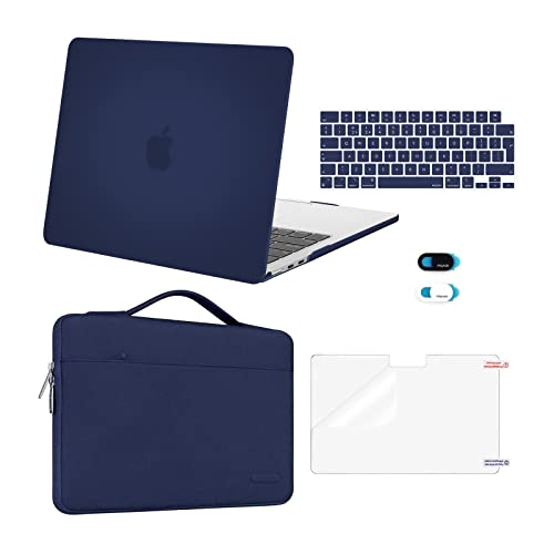 MOSISO Hülle Kompatibel mit MacBook Air 13,6 Zoll 2022-2024 A3113 A2681 mit M3 M2 Chip Touch ID,Plastik Hartschale Case&Sleeve Tasche&Tastaturschutz&Webcam Cover&Displayschutz, Marineblau von MOSISO