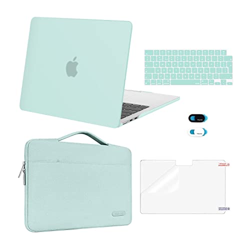 MOSISO Hülle Kompatibel mit MacBook Air M4 M3 M2 13,6 Zoll 2025 2024-2022 A3240/3113/2681,Hartschale&Sleeve Tasche&Tastaturschutz&Webcamcover&Displayschutz für MacBook Air 13 Zoll Hülle, Minzgrün von MOSISO