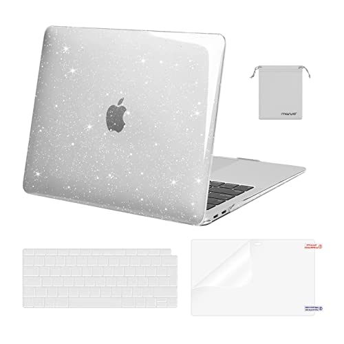 MOSISO Hülle Kompatibel mit MacBook Air 13 Zoll 2022 2021 2020-2018 A2337 M1 A2179 A1932 Retina Display, Sparkly Glitter Plastik Hartschale&Tastaturschutz&Displayschut&Lagerung Tasche, Transparent von MOSISO