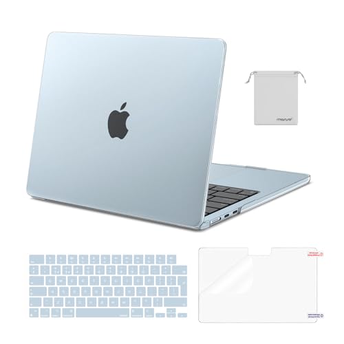 MOSISO Hülle Kompatibel mit MacBook Air M4 M3 M2 13 Zoll 2025 2024-2022 A3240/3113/2681,Schutzhülle Hartschale&Tastaturschutz&Displayschutz&Tasche für MacBook Air 13,6 Zoll Hülle,Himmelblau von MOSISO