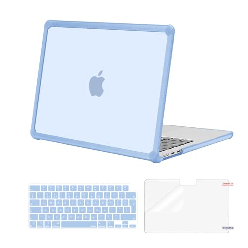 MOSISO Hülle Kompatibel mit MacBook Air M4 M3 M2 13 Zoll 2025 2024-2022 A3240 A3113 A2681,Hartschale für MacBook Air 13,6 Zoll Anti-Cracking TPU Stoßstange&Tastatur Haut&Displayschutz,Luft Blau von MOSISO