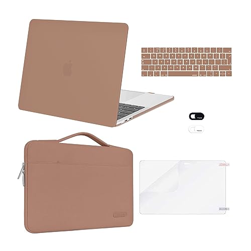 MOSISO Hülle Kompatibel mit MacBook Pro 13 Zoll 2023 2022-2016 M2 M1 A2338 A2289 A2251 A2159 A1989 A1706 A1708,Plastik Hartschale Case&Tasche&Tastaturschutz&Webcam Cover&Displayschutz,Karamellbraun von MOSISO