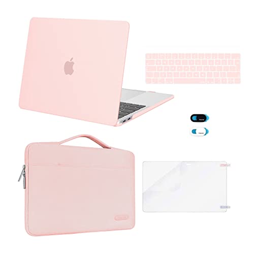 MOSISO Hülle Kompatibel mit MacBook Pro 13 Zoll 2024 2023-2016 M2 M1 A2338 A2289 A2251 A2159 A1989 A1706 A1708,Plastik Hartschale Case&Tasche&Tastaturschutz&Webcam Cover&Displayschutz,Kreide Rosa von MOSISO