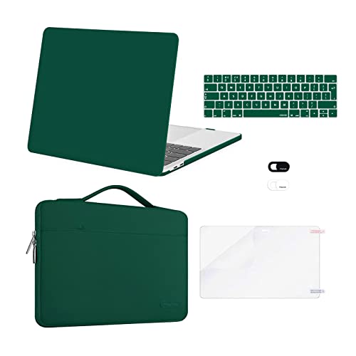MOSISO Hülle Kompatibel mit MacBook Pro 13 Zoll 2024 2023-2016 M2 M1 A2338 A2289 A2251 A2159 A1989 A1706 A1708,Plastik Hartschale Case&Tasche&Tastaturschutz&Webcam Cover&Displayschutz,Pfau Grün von MOSISO