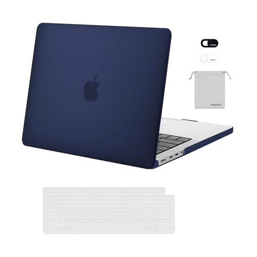MOSISO Hülle Kompatibel mit MacBook Pro 14 2024 2023-2021 M4 M3 M2 M1 A3112 A3185 A3401 A2918 A2992 A2779 A2442 Pro Max,Plastik Hartschale&Tastaturschutz&Webcam Cover&Lager Tasche, Marineblau von MOSISO