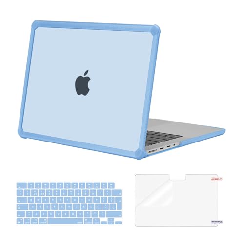 MOSISO Hülle Kompatibel mit MacBook Pro 14 Zoll 2025-2021 M4 M3 M2 M1 A3112 A3185 A3401 A2918 A2992 A2779 A2442,Anti-Cracking Schwer TPU Hartschale Schutzhülle&Tastatur Skin&Screen Film,Luft Blau von MOSISO