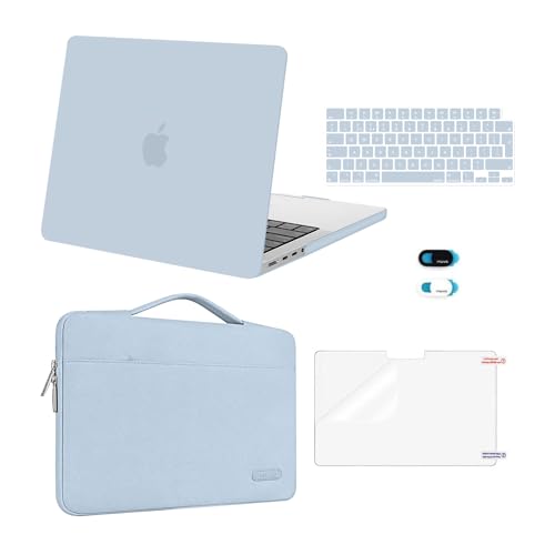 MOSISO Hülle Kompatibel mit MacBook Pro 14 Zoll 2024-2021 M4 M3 M2 M1 A3112/3185/3401 A2918/2992 A2779/2442,Hartschale Case&Sleeve Tasche&Tastaturschutz&Screen Film&Webcam Abdeckung,Baby Blau von MOSISO