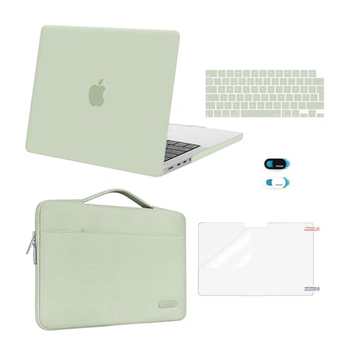 MOSISO Hülle Kompatibel mit MacBook Pro 14 Zoll 2024-2021 M4 M3 M2 M1 A3112/3185/3401 A2918/2992 A2779/2442,Hartschale Case&Sleeve Tasche&Tastaturschutz&Screen Film&Webcam Abdeckung,Salbei Grün von MOSISO
