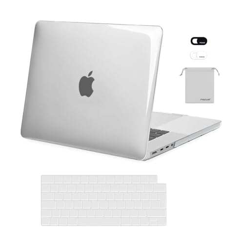 MOSISO Hülle Kompatibel mit MacBook Pro 16 Zoll 2024 2023 2022 2021 M4 M3 M2 M1 A3403 A3186 A2991 A2780 A2485 Pro Max Chip,Plastik Hartschale&Tastaturschutz&Webcam Cover&Lager Tasche, Kristallklar von MOSISO
