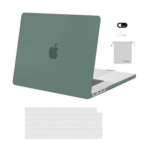 MOSISO Hülle Kompatibel mit MacBook Pro 16 Zoll 2024 2023 2022 2021 M4 M3 M2 M1 A3403 A3186 A2991 A2780 A2485 Pro Max Chip,Plastik Hartschale&Tastaturschutz&Webcam Cover&Lager Tasche, Smaragdgrün von MOSISO