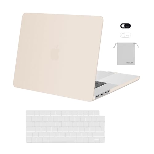 MOSISO Hülle Kompatibel mit MacBook Pro 16 Zoll 2024 2023 2022 2021 M4 M3 M2 M1 A3403 A3186 A2991 A2780 A2485 Pro Max Chip,Plastik Hartschale&Tastaturschutz&Webcam Cover&Lager Tasche, Beige von MOSISO