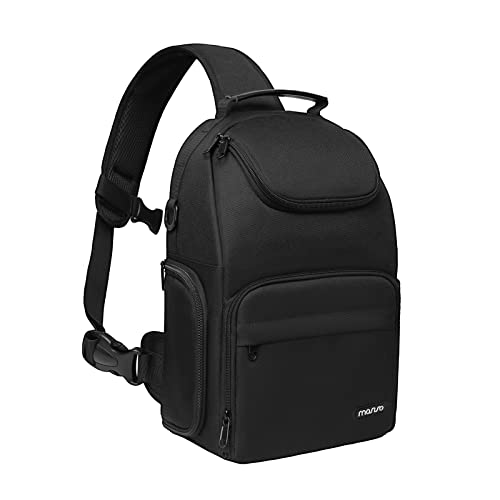 MOSISO Kamera Sling Bag,DSLR/SLR/Spiegellos Kameratasche Crossbody Sling Rucksack Für Fotografen mit Stativinhaber&Abnehmbare Modulare Einsätze&PU Griff Kompatibel mit Canon/Nikon/Sony,Schwarz von MOSISO