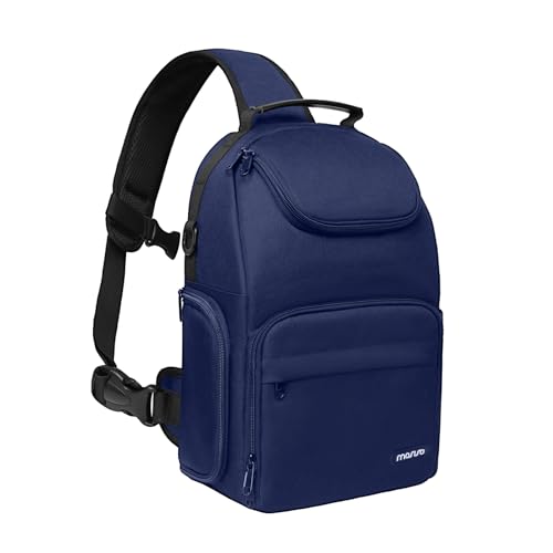 MOSISO Kamera Sling Bag,DSLR/SLR/Spiegellos Kameratasche Crossbody Sling Rucksack Für Fotografen mit Stativinhaber&Abnehmbare Modulare Einsätze&PU Griff Kompatibel mit Canon/Nikon/Sony,Marineblau von MOSISO