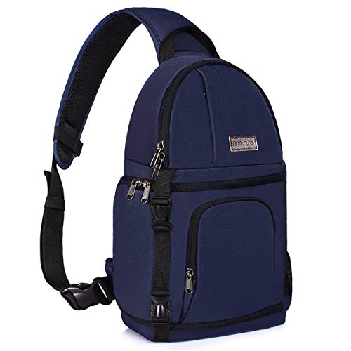 MOSISO Kamera Umhängetasche,DSLR/SLR/Spiegellos Kameratasche Stoßfeste Fotografie Kamerarucksack mit Stativhalter&Abnehmbar Modularen Einsätzen Kompatibel mit Canon/Nikon/Sony/Fuji,Navy Blau von MOSISO