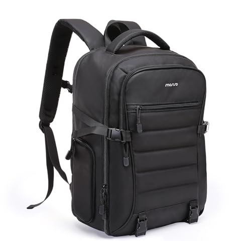 MOSISO Kamerarucksack, DSLR/SLR/Spiegellose Kamera Tasche, wasserdichte Fototasche mit 15-16 Zoll Laptop Fach&Regenschutz&Horizontale Gesteppte Fronttasche Kompatibel mit Canon/Nikon/Sony, Schwarz von MOSISO
