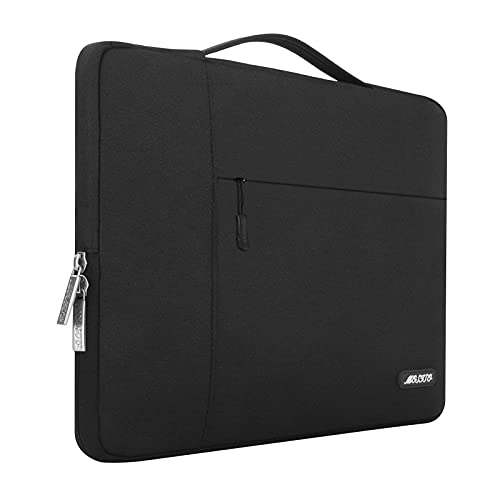 MOSISO Laptop Hülle Kompatibel mit MacBook Air/Pro,13-13,3 Zoll Notebook,Kompatibel mit MacBook Pro 14 Zoll M3 M2 M1 Pro Max 2024-2021,Polyester Multifunktion Sleeve Tasche, Schwarz von MOSISO