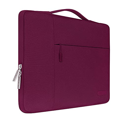 MOSISO Laptop Hülle Kompatibel mit MacBook Air/Pro,13-13,3 Zoll Notebook,Kompatibel mit MacBook Pro 14 Zoll M3 M2 M1 Pro Max 2024-2021,Polyester Multifunktion Sleeve Tasche, Weinrot von MOSISO