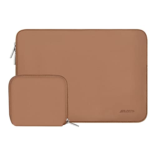 MOSISO Laptop Hülle Tasche Kompatibel mit MacBook Air/Pro Retina,13-13,3 Zoll Notebook,Kompatibel mit MacBook Pro 14 Zoll 2024-2021 M3 M2 M1 Chip Pro Max,Neopren Sleeve mit Klein Fall,Braun von MOSISO