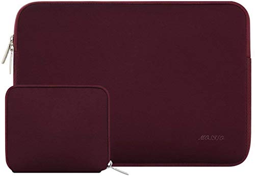 MOSISO Laptop Hülle Tasche 13,3 Zoll,13-13,3 Zoll Laptophülle Kompatibel mit MacBook Air/Pro 13/ Pro 14 Zoll M4 M3 M2 M1,HP Dell ASUS Lenovo Notebook,Neopren Sleeve mit Klein Fall,Weinrot von MOSISO