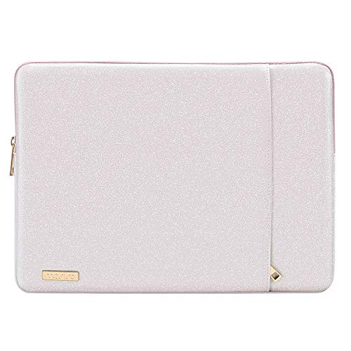 MOSISO Laptop Sleeve Hülle Kompatibel mit MacBook Air/Pro,13-13,3 Zoll Notebook,Pro 14 Zoll M3 M2 M1 Pro Max 2024-2021,PU Leder Vertikale Gepolsterte wasserdichte Tasche,Licht Rosa von MOSISO