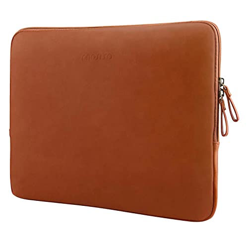 MOSISO Laptop Hülle Tasche Kompatibel mit MacBook Air 13 Zoll M3 M2 M1 A3113 A2681 A2337 A2179 A1932 2024-2018/Pro 13 M2 M1 2024-2016,PU Leder Gepolstert Wasserdicht Sleeve, Braun von MOSISO