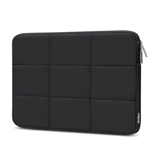 MOSISO Puffy Laptop Hülle Tasche 13-14 Zoll, Kompatibel mit MacBook Air/Pro 13,3, HP, Dell, Lenovo, Asus Notebook, Rechteck Gesteppt Puffer Laptop Tragetasche, Laptop Sleeve für Frauen, Schwarz von MOSISO