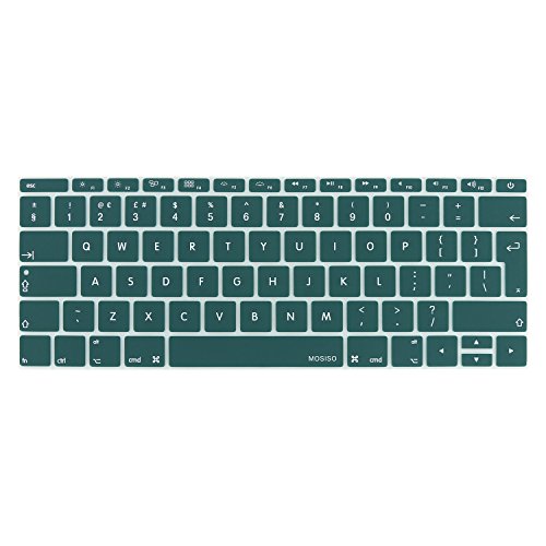 MOSISO Tastaturschutz Kompatibel mit MacBook Pro 13 Zoll 2017 & 2016 Freisetzung A1708 No Touch Bar & Kompatibel mit MacBook 12 Zoll A1534 Tastatur Schutzfolie Cover (EU Layout), Deep Teal von MOSISO