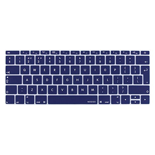 MOSISO Tastaturschutz Kompatibel mit MacBook Pro 13 Zoll 2017 & 2016 Freisetzung A1708 No Touch Bar & Kompatibel mit MacBook 12 Zoll A1534 Tastatur Schutzfolie Cover (EU Layout), Navy Blau von MOSISO