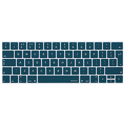 MOSISO Tastaturschutz Kompatibel mit MacBook Pro mit Touch Bar 13 und 15 Zoll 2019 2018 2017 2016 (Modell: A2159, A1989, A1990, A1706, A1707), Silikon Tastatur Schutzfolie, Deep Teal von MOSISO