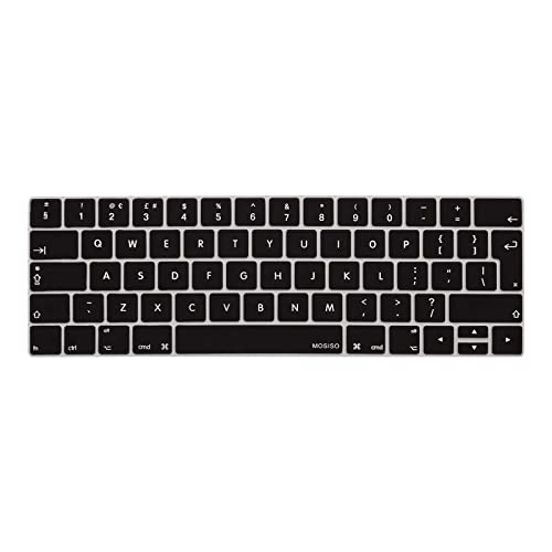 MOSISO Tastaturschutz Kompatibel mit MacBook Pro mit Touch Bar 13 und 15 Zoll 2019 2018 2017 2016 (Modell: A2159, A1989, A1990, A1706, A1707), Silikon Tastatur Schutzfolie, Schwarz von MOSISO