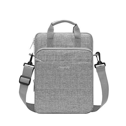 MOSISO Vertikale Tablet Hülle Tasche Kompatibel mit iPad Pro 12,9 Zoll M2 & M1 (6./5./4./3. Gen) 2022-2018,Surface Pro 12,3 Zoll X/7/6/5/4/3/2/1,Umhängetasche Front Erhöhte&Horizontale Tasche, Grau von MOSISO