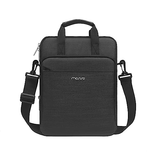 MOSISO Vertikale Tablet Hülle Tasche Kompatibel mit iPad Pro 12,9 Zoll M2 & M1 (6./5./4./3.Gen) 2022-2018,Surface Pro 12,3 Zoll X/7/6/5/4/3/2/1,Umhängetasche Front Erhöhte&Horizontale Tasche, Schwarz von MOSISO