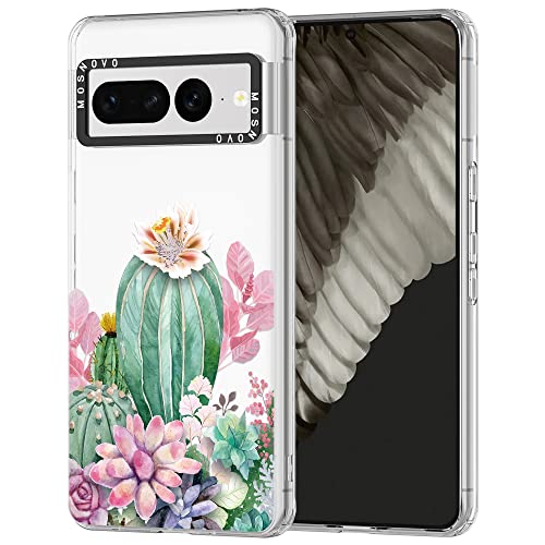 MOSNOVO Google Pixel 7 Pro Hülle, Cactaceae Muster TPU Bumper mit Klar Hart Plastik Hülle Durchsichtig Schutzhülle Transparent für Google Pixel 7 Pro Case von MOSNOVO