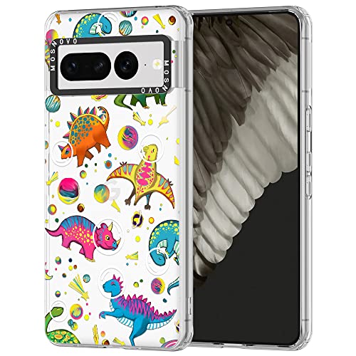 MOSNOVO für Google Pixel 7 Pro Hülle – Durchsichtige, schlanke, stoßfeste TPU+PC-Handyhülle, [6,6 Fuß Fallschutz/Anti-Abziehen] - Dinosaurier-Planet von MOSNOVO