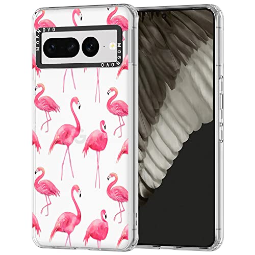 MOSNOVO Google Pixel 7 Pro Hülle, Flamingo Muster TPU Bumper mit Klar Hart Plastik Hülle Durchsichtig Schutzhülle Transparent für Google Pixel 7 Pro Case von MOSNOVO