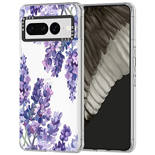 MOSNOVO Google Pixel 7 Pro Hülle, Lavendel Muster TPU Bumper mit Klar Hart Plastik Hülle Durchsichtig Schutzhülle Transparent für Google Pixel 7 Pro Case von MOSNOVO