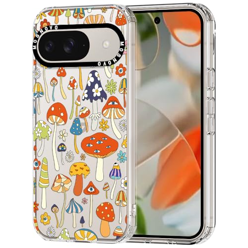 MOSNOVO Hülle für Google Pixel 9 & 9 Pro – Durchsichtige, schlanke, stoßfeste TPU+PC-Handyhülle, [6,6 Fuß Fallschutz/Anti-Abziehen] - Pilzkunst von MOSNOVO