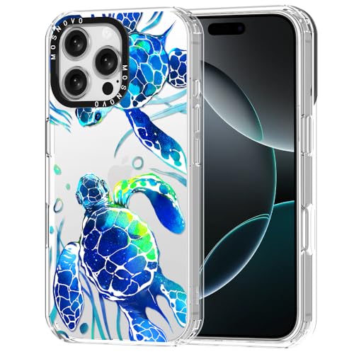 MOSNOVO Hülle für iPhone 16 Pro Max – Durchsichtige, schlanke, stoßfeste TPU+PC-Handyhülle, [6,6 Fuß Fallschutz/Anti-Abziehen] - Meeresschildkröten von MOSNOVO