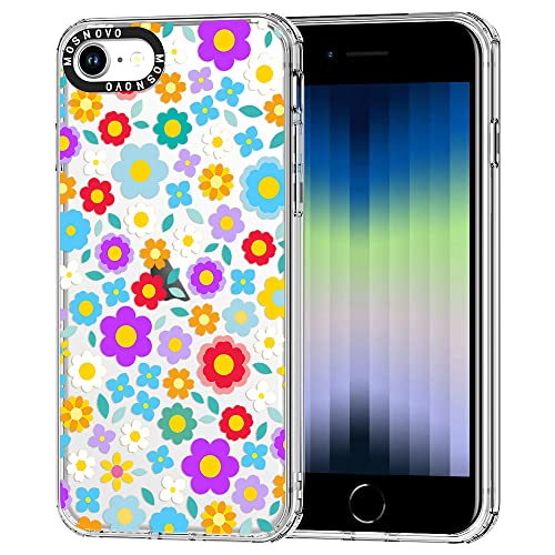 MOSNOVO Retro-Blume Drache Muster TPU Bumper mit Hart Plastik Hülle Durchsichtig Schutzhülle Transparent für iPhone 7 / iPhone 8 / iPhone SE (2020) / iPhone SE (2022) / iPhone SE 3 von MOSNOVO