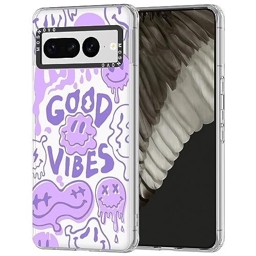 MOSNOVO für Google Pixel 7 Pro Hülle – Durchsichtige, schlanke, stoßfeste TPU+PC-Handyhülle, [6,6 Fuß Fallschutz/Anti-Abziehen] - Gute Vibes von MOSNOVO