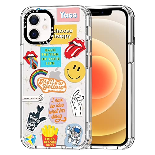 MOSNOVO für iPhone 12 Mini Hülle, [Buffertech 6,6 ft Drop Impact] [Anti Peel Off] Klare, stoßfeste TPU-Schutzhülle mit Popkultur-Design für iPhone 12 Mini von MOSNOVO