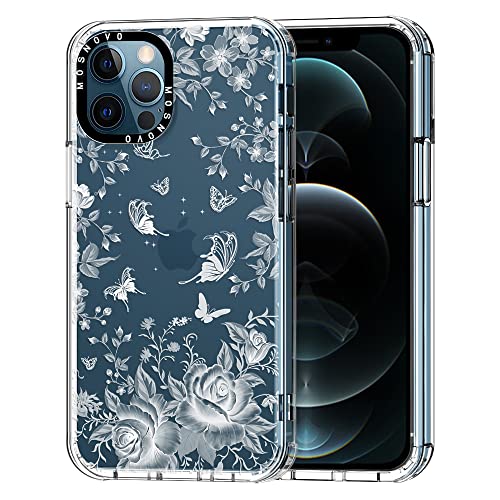 MOSNOVO für iPhone 12 Pro Max Hülle, [Buffertech 6,6 ft Drop Impact] [Anti Peel Off] Klare, stoßfeste TPU-Schutzhülle mit Bumper-Schutzhülle mit Fairy White Garden-Design für iPhone 12 Pro Max von MOSNOVO