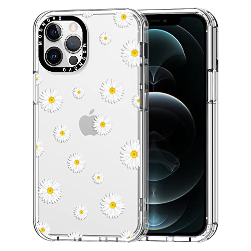 MOSNOVO für iPhone 12 Pro Max Hülle, [Buffertech 6,6 ft Drop Impact] [Anti Peel Off] Klare, stoßfeste TPU-Schutzhülle mit weißem Gänseblümchen-Design für iPhone 12 Pro Max von MOSNOVO