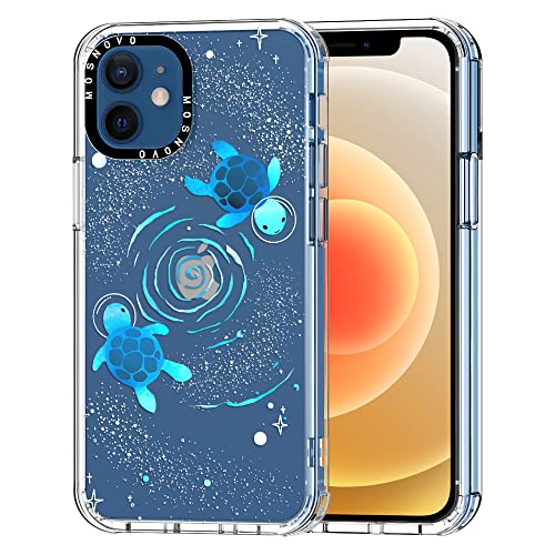 MOSNOVO für iPhone 12 & iPhone 12 Pro Hülle, [Buffertech 6,6 ft Drop Impact] [Anti Peel Off] Durchsichtige, stoßfeste TPU-Schutzhülle mit Space Turtle-Design von MOSNOVO