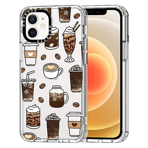 MOSNOVO für iPhone 12 & iPhone 12 Pro Hülle, [Buffertech 6,6 ft Drop Impact] [Anti Peel Off] Klare, stoßfeste TPU-Schutzhülle mit Kaffee-Design von MOSNOVO